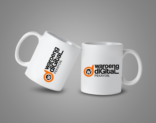 White mug cup mockup for your design on grey background.